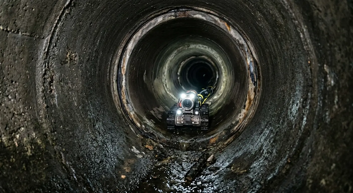 Robotic sewer camera inspecting pipe interior for Drain Snake Service in Baton Rouge